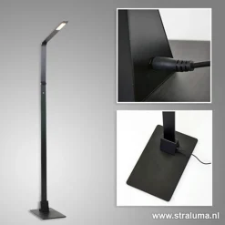 Straluma Zwarte led vloerlamp met touchdimmer> Vloerlampen|Leeslampen