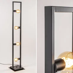 Straluma Zwarte metalen vloerlamp open frame> Woonkamerlampen|Slaapkamerlampen