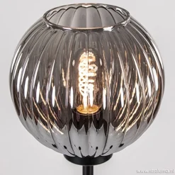 Straluma Zwarte vloerlamp met smoke glazen kap><noscript><img width=