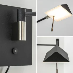 Straluma Zwarte wandlamp inclusief dimbaar LED en verstelbare arm><noscript><img width=